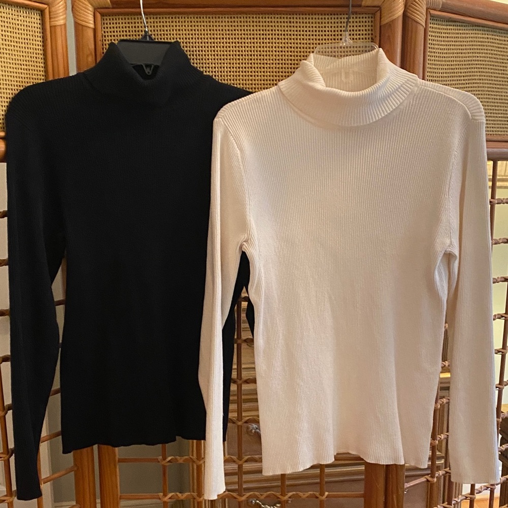 Style & Co. Black and Cream Turtleneck Sweaters